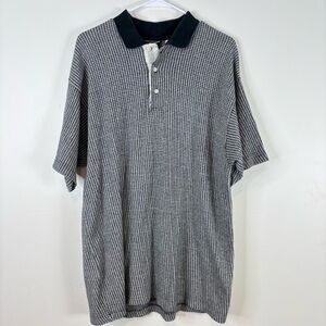 Bugle Boy Vintage Golf Shirt Knit Men's Blue and White Polo Size Large